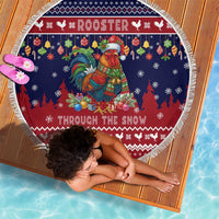 Rooster Through The Snow Christmas Beach Blanket Xmas Holiday Patterns - Wonder Print Shop