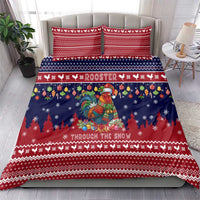 Rooster Through The Snow Christmas Bedding Set Xmas Holiday Patterns - Wonder Print Shop