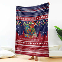 Rooster Through The Snow Christmas Blanket Xmas Holiday Patterns - Wonder Print Shop