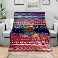 Rooster Through The Snow Christmas Blanket Xmas Holiday Patterns - Wonder Print Shop