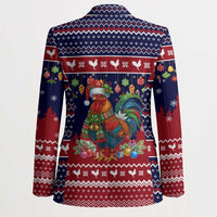 Rooster Through The Snow Christmas Blazer Xmas Holiday Patterns - Wonder Print Shop