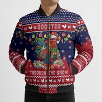 Rooster Through The Snow Christmas Bomber Puffer Jacket Xmas Holiday Patterns - Wonder Print Shop