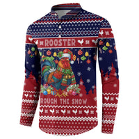 Rooster Through The Snow Christmas Button Sweatshirt Xmas Holiday Patterns - Wonder Print Shop