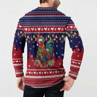 Rooster Through The Snow Christmas Button Sweatshirt Xmas Holiday Patterns - Wonder Print Shop