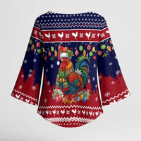 Rooster Through The Snow Christmas Kimono Sleeve Blouse Xmas Holiday Patterns - Wonder Print Shop