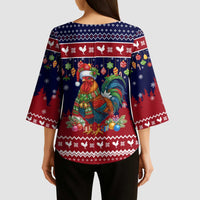 Rooster Through The Snow Christmas Kimono Sleeve Blouse Xmas Holiday Patterns - Wonder Print Shop