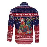 Rooster Through The Snow Christmas Long Sleeve Button Shirt Xmas Holiday Patterns - Wonder Print Shop
