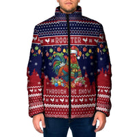 Rooster Through The Snow Christmas Padded Jacket Xmas Holiday Patterns - Wonder Print Shop
