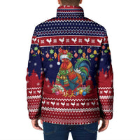 Rooster Through The Snow Christmas Padded Jacket Xmas Holiday Patterns - Wonder Print Shop