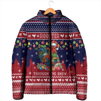 Rooster Through The Snow Christmas Padded Jacket Xmas Holiday Patterns - Wonder Print Shop