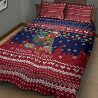 Rooster Through The Snow Christmas Quilt Bed Set Xmas Holiday Patterns - Wonder Print Shop