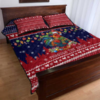 Rooster Through The Snow Christmas Quilt Bed Set Xmas Holiday Patterns - Wonder Print Shop