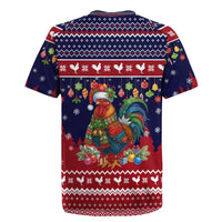 Rooster Through The Snow Christmas Rugby Jersey Xmas Holiday Patterns - Wonder Print Shop