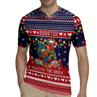 Rooster Through The Snow Christmas Rugby Jersey Xmas Holiday Patterns - Wonder Print Shop