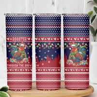 Rooster Through The Snow Christmas Skinny Tumbler Xmas Holiday Patterns - Wonder Print Shop