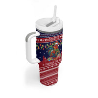 Rooster Through The Snow Christmas Tumbler With Handle Xmas Holiday Patterns - Wonder Print Shop
