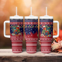 Rooster Through The Snow Christmas Tumbler With Handle Xmas Holiday Patterns - Wonder Print Shop