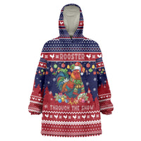 Rooster Through The Snow Christmas Wearable Blanket Hoodie Xmas Holiday Patterns - Wonder Print Shop