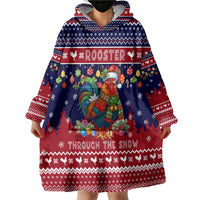 Rooster Through The Snow Christmas Wearable Blanket Hoodie Xmas Holiday Patterns - Wonder Print Shop