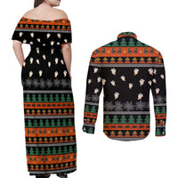 Rottweiler Christmas Couples Matching Off Shoulder Maxi Dress and Long Sleeve Button Shirt Xmas Holiday Patterns - Wonder Print Shop