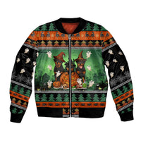 Rottweiler Christmas Sleeve Zip Bomber Jacket Xmas Holiday Patterns - Wonder Print Shop