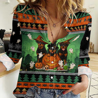 Rottweiler Christmas Women Casual Shirt Xmas Holiday Patterns - Wonder Print Shop