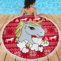Lovely Unicorn Christmas Beach Blanket Xmas Holiday Patterns - Wonder Print Shop