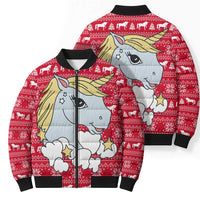 Lovely Unicorn Christmas Bomber Puffer Jacket Xmas Holiday Patterns - Wonder Print Shop