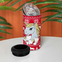Lovely Unicorn Christmas 4 in 1 Can Cooler Tumbler Xmas Holiday Patterns - Wonder Print Shop