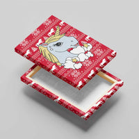Lovely Unicorn Christmas Canvas Wall Art Xmas Holiday Patterns - Wonder Print Shop
