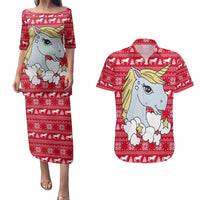 Lovely Unicorn Christmas Couples Matching Puletasi and Hawaiian Shirt Xmas Holiday Patterns - Wonder Print Shop