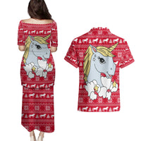 Lovely Unicorn Christmas Couples Matching Puletasi and Hawaiian Shirt Xmas Holiday Patterns - Wonder Print Shop