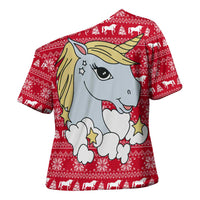 Lovely Unicorn Christmas Cross Shoulder Shirt Xmas Holiday Patterns - Wonder Print Shop