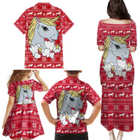 Lovely Unicorn Christmas Family Matching Puletasi and Hawaiian Shirt Xmas Holiday Patterns - Wonder Print Shop