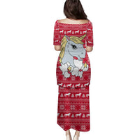 Lovely Unicorn Christmas Family Matching Puletasi and Hawaiian Shirt Xmas Holiday Patterns - Wonder Print Shop