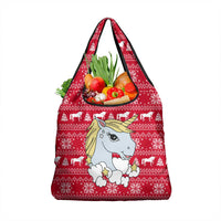 Lovely Unicorn Christmas Grocery Bag Xmas Holiday Patterns - Wonder Print Shop