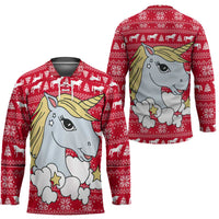 Lovely Unicorn Christmas Hockey Jersey Xmas Holiday Patterns - Wonder Print Shop