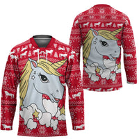 Lovely Unicorn Christmas Hockey Jersey Xmas Holiday Patterns - Wonder Print Shop