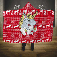 Lovely Unicorn Christmas Hooded Blanket Xmas Holiday Patterns - Wonder Print Shop
