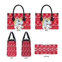 Lovely Unicorn Christmas Leather Bag Xmas Holiday Patterns - Wonder Print Shop