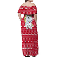 Lovely Unicorn Christmas Off Shoulder Maxi Dress Xmas Holiday Patterns - Wonder Print Shop