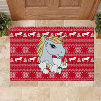 Lovely Unicorn Christmas Rubber Doormat Xmas Holiday Patterns - Wonder Print Shop