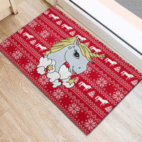 Lovely Unicorn Christmas Rubber Doormat Xmas Holiday Patterns - Wonder Print Shop