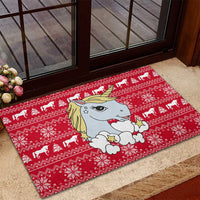 Lovely Unicorn Christmas Rubber Doormat Xmas Holiday Patterns - Wonder Print Shop
