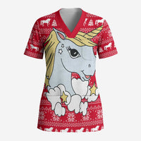 Lovely Unicorn Christmas Scrub Top Xmas Holiday Patterns - Wonder Print Shop