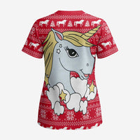 Lovely Unicorn Christmas Scrub Top Xmas Holiday Patterns - Wonder Print Shop