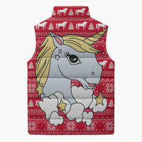 Lovely Unicorn Christmas Sleeveless Puffer Jacket Xmas Holiday Patterns - Wonder Print Shop