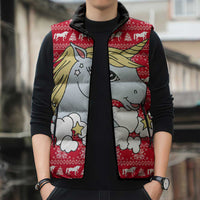 Lovely Unicorn Christmas Sleeveless Puffer Jacket Xmas Holiday Patterns - Wonder Print Shop