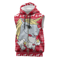 Lovely Unicorn Christmas Sleeveless Zip Hoodie Xmas Holiday Patterns - Wonder Print Shop