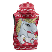 Lovely Unicorn Christmas Sleeveless Zip Hoodie Xmas Holiday Patterns - Wonder Print Shop